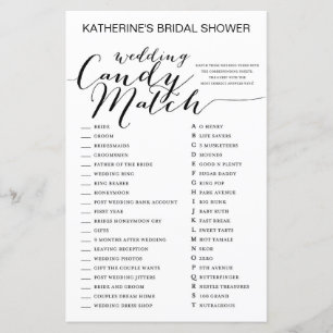 White Background Bridal Shower Game PRINTED