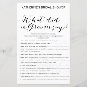 White Background Bridal Shower Game PRINTED