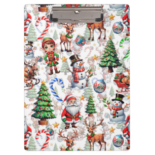 White Background Christmas Decorative Pattern Clipboard