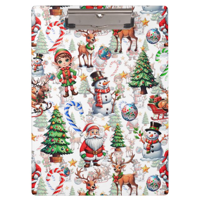 White Background Christmas Decorative Pattern Clipboard (Front)