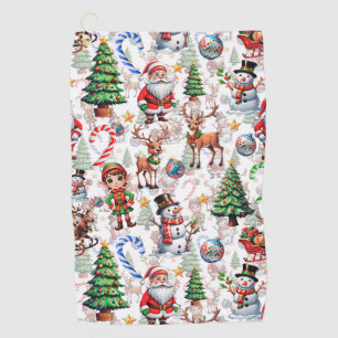 White Background Christmas Decorative Pattern Golf Towel