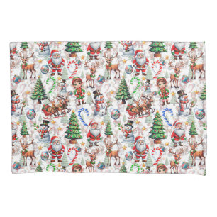 White Background Christmas Decorative Pattern Pillowcase