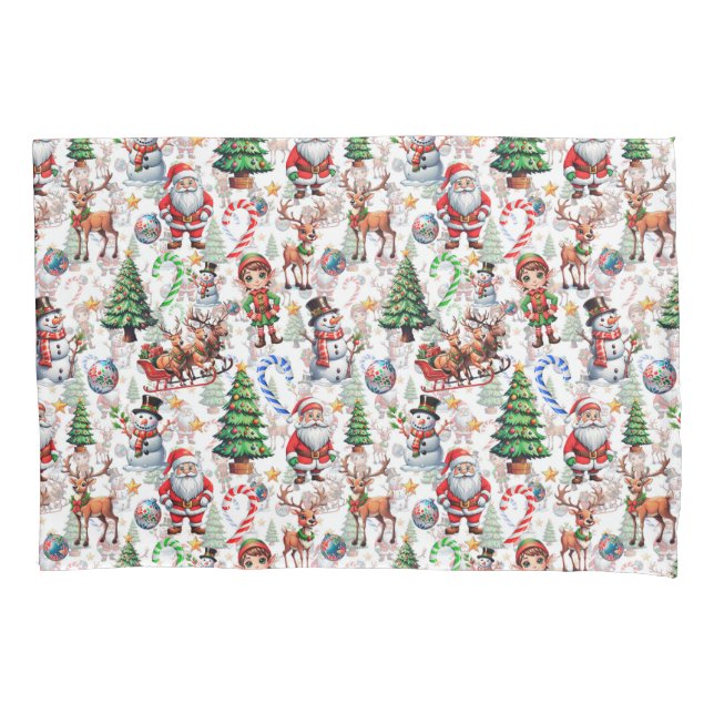 White Background Christmas Decorative Pattern Pillowcase (Front)