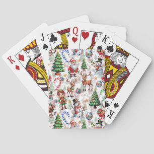 White Background Christmas Decorative Pattern Playing Cards