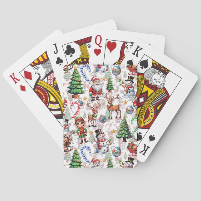 White Background Christmas Decorative Pattern Playing Cards (Back)