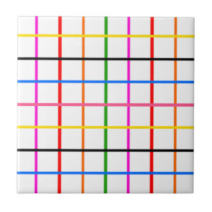 White Background Colourful Windowpane Plaid Design Tile