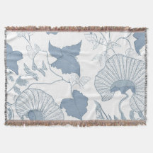 White Background Delicate Blue Japanese Flowers