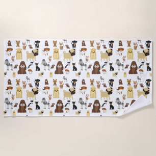 white background dogs pattern beach towel