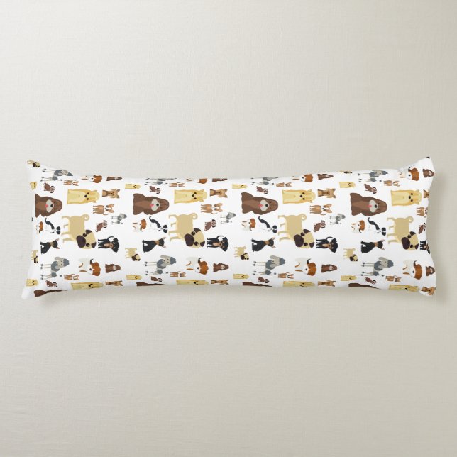 white background dogs pattern body cushion (Front)