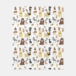 white background dogs pattern. fleece blanket