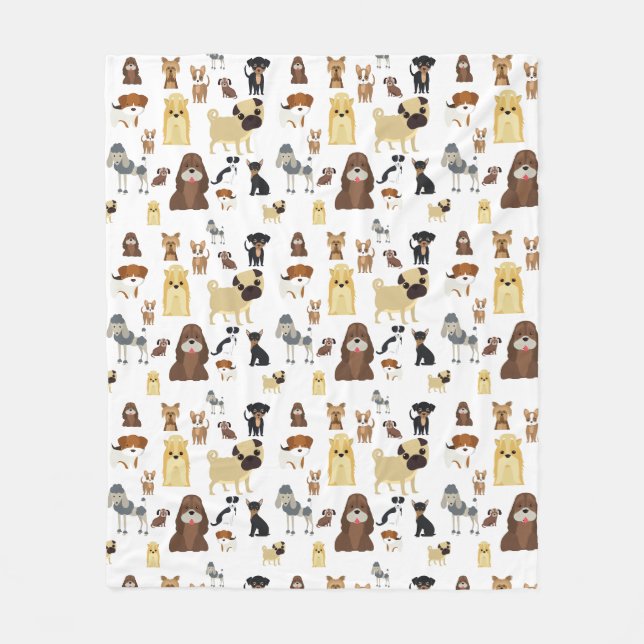 white background dogs pattern. fleece blanket (Front)