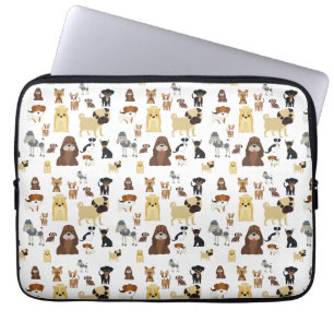 white background dogs pattern. laptop sleeve