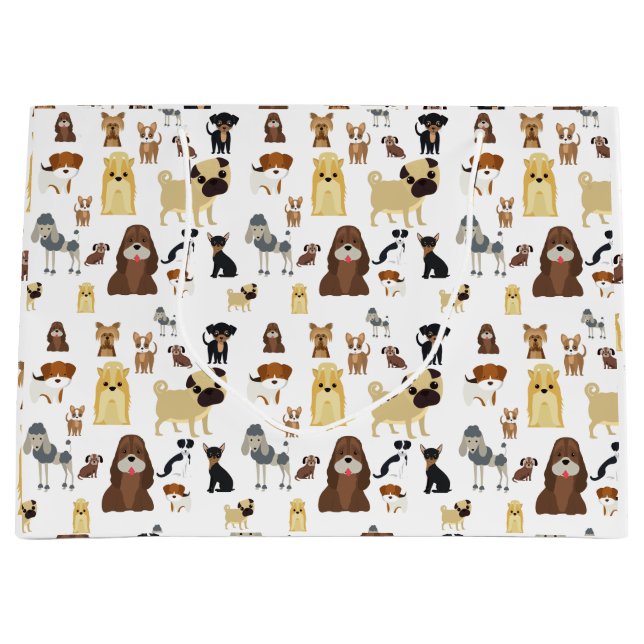 white background dogs pattern large gift bag (Front)