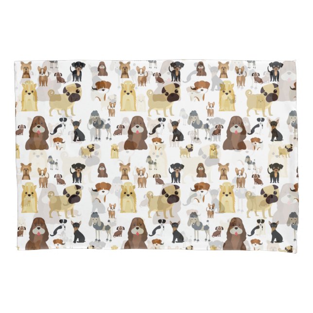 white background dogs pattern. pillowcase (Front)