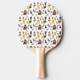 white background dogs pattern. ping pong paddle