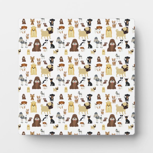 white background dogs pattern. plaque (Front)