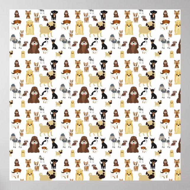 white background dogs pattern poster (Front)