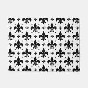 White Background Fleur-de-lis Pattern Design  Doormat