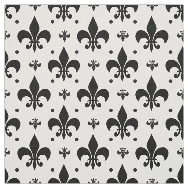 White Background Fleur-de-lis Pattern Design  Fabric (Swatch)