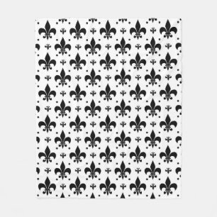 White Background Fleur-de-lis Pattern Design  Fleece Blanket