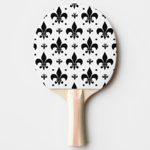 White Background Fleur-de-lis Pattern Design Ping Pong Paddle