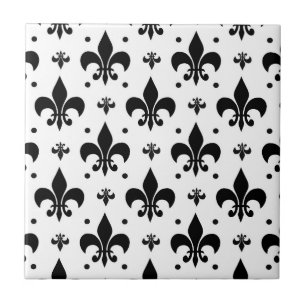 White Background Fleur-de-lis Pattern Design Tile