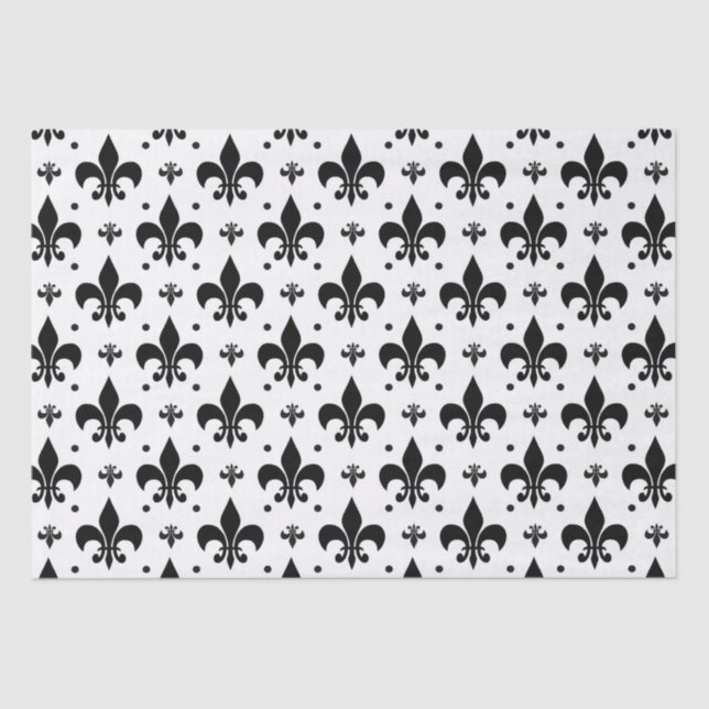 White Background Fleur-de-lis Pattern Design  Tissue Paper (Front)