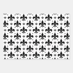 White Background Fleur-de-lis Pattern Design  Wrapping Paper Sheet