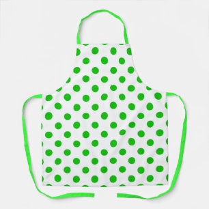 White Background Green Polka Dots Apron