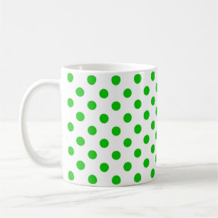 White Background Green Polka Dots Coffee Mug