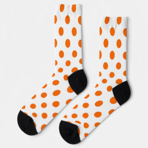 White Background Orange Polka Dots Socks