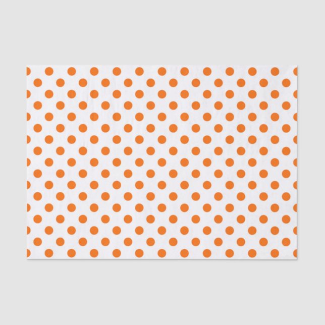 White Background Orange Polka Dots Tissue Paper (Front)