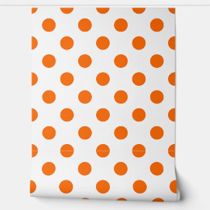 White Background Orange Polka Dots Wallpaper