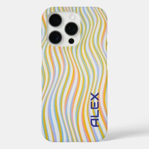 White Background Pastel Wave Pattern iPhone 16 Pro Case