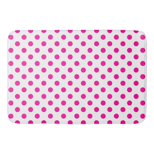 White Background Pink Polka Dots Bath Mat (Front)