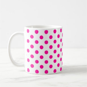 White Background Pink Polka Dots Coffee Mug