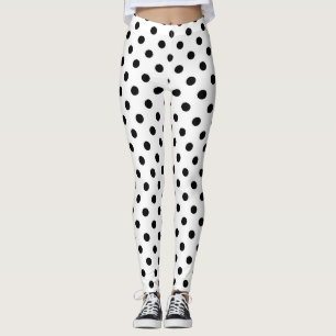 White Background Polka Dots Design Leggings