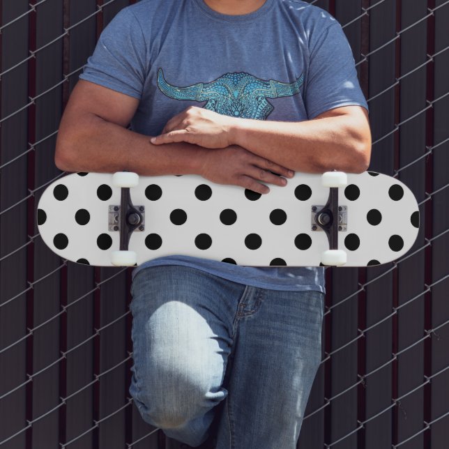 White Background Polka Dots Design Skateboard (Outdoor 3)