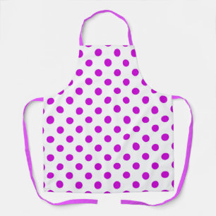 White Background Purple Polka Dots Apron