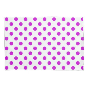 White Background Purple Polka Dots Pillowcase
