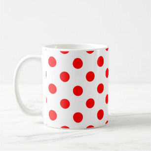 White Background Red Polka Dots Coffee Mug