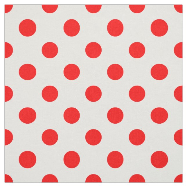 White Background Red Polka Dots Fabric (Swatch)