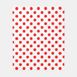 White Background Red Polka Dots Fleece Blanket
