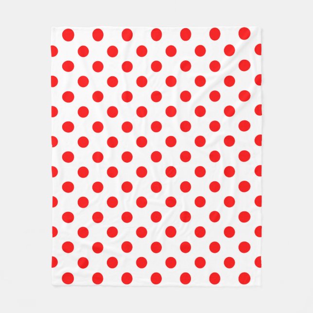 White Background Red Polka Dots Fleece Blanket (Front)
