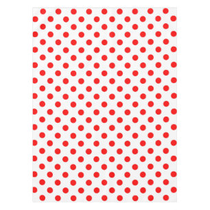 White Background Red Polka Dots Tablecloth