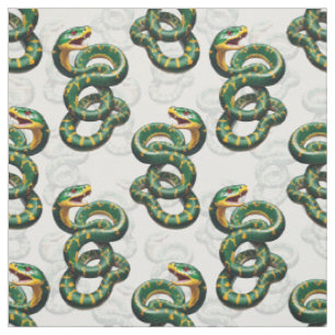 White Background Snake Pattern Design Fabric