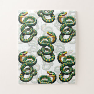 White Background Snake Pattern Design Jigsaw Puzzle