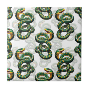 White Background Snake Pattern Design  Tile