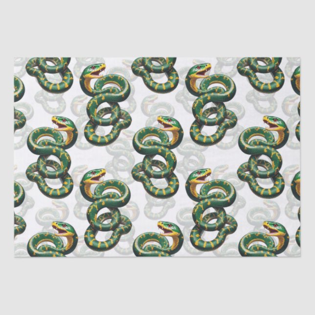 White Background Snake Pattern Design  Tissue Paper (Front)