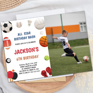 White Background Sports Invitations with photo
